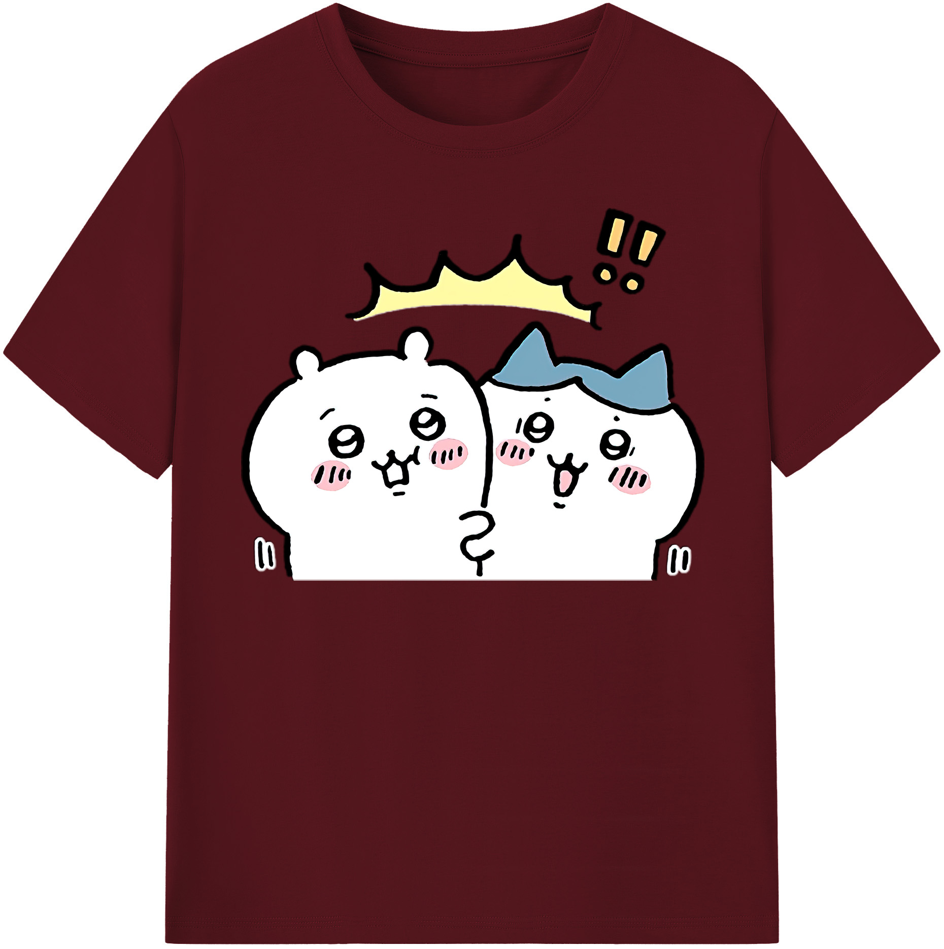 （画像用） ちいかわ ハチワレ Chii-kawa hachiware 綿100％半袖Tシャツ（フロントプリント）